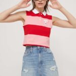 Tommy Jeans top din bumbac culoarea rosu DW0DW17764