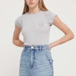 Desigual tricou femei, culoarea gri