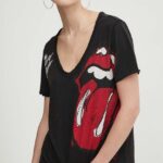 Desigual tricou din bumbac ROLLING femei, culoarea negru, 24SWTK30