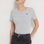 Desigual tricou femei, culoarea gri