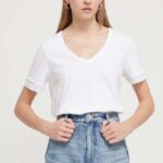 Desigual tricou din bumbac femei, culoarea alb