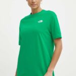 The North Face tricou din bumbac W S/S Essential Oversize Tee femei, culoarea verde, NF0A87NQPO81