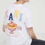 Karl Kani tricou din bumbac femei, culoarea alb