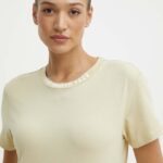 The North Face tricou din bumbac femei, culoarea bej, NF0A87DJ3X41
