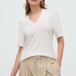 BOSS Orange tricou de in culoarea bej 50511242