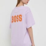 BOSS Orange tricou din bumbac femei, culoarea violet 50520478