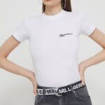 Karl Lagerfeld Jeans tricou din bumbac femei, culoarea alb