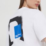 Karl Lagerfeld Jeans tricou din bumbac femei, culoarea alb