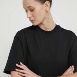 Karl Lagerfeld Jeans tricou din bumbac femei, culoarea negru