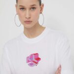 Karl Lagerfeld Jeans tricou din bumbac femei, culoarea alb