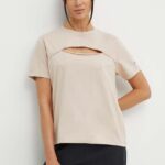 Champion tricou din bumbac femei, culoarea maro, 117348