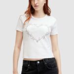 AllSaints tricou din bumbac PERTA femei, culoarea alb