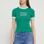 Tommy Jeans tricou Archive Games femei, culoarea verde DW0DW18836