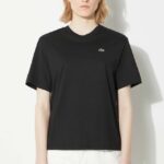Lacoste tricou din bumbac femei, culoarea negru, TF7215