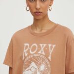 Roxy tricou din bumbac NOON OCEAN femei, culoarea maro, ERJZT05841