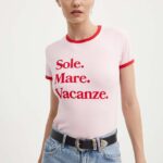 Drivemebikini tricou din bumbac Sole Mare Vintage femei, culoarea roz
