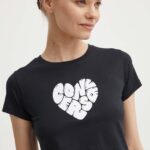 Converse tricou din bumbac femei, culoarea negru, 10026369-A03