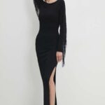 Model Nou de rochie culoareinegru, maxi, mulata