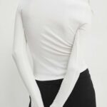 Answear Lab longsleeve culoarea alb, cu turtleneck