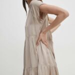 Model Nou de rochie culoarea bej, ini, evazati
