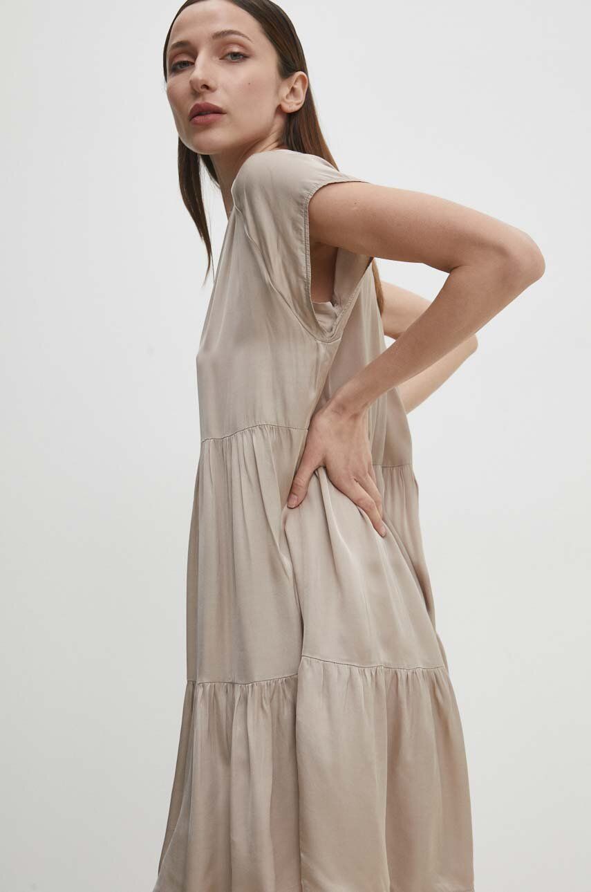 WW24-SSD05J-80X_F1 Model Nou de rochie culoarea bej, ini, evazati - imagine 1