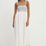 Model Nou de rochie in bumbac culoarea alb, maxi, evazati
