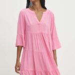 Model Nou de rochie culoarea roz, ini, drept
