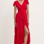 Model Nou de rochie culoarea rosu, maxi, evazati