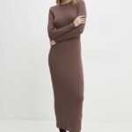 Model Nou de rochie culoarea maro, maxi, mulata