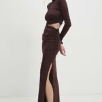Model Nou de rochie culoarea maro, maxi, mulata