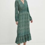 Model Nou de rochie culoarea verde, midi, evazati