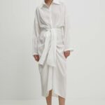 Model Nou de rochie culoarea alb, midi, drept