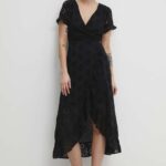 Model Nou de rochie in bumbac culoareinegru, midi, evazati