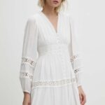 Model Nou de rochie culoarea alb, ini, evazati