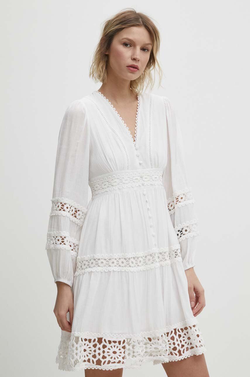 WW24-SUD0AU-00X_F1 Model Nou de rochie culoarea alb, ini, evazati - imagine 1