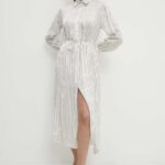 Model Nou de rochie culoarea alb, midi, oversize