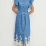 Model Nou de rochie in bumbac maxi, drept