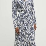 Model Nou de rochie culoarea bej, midi, evazati