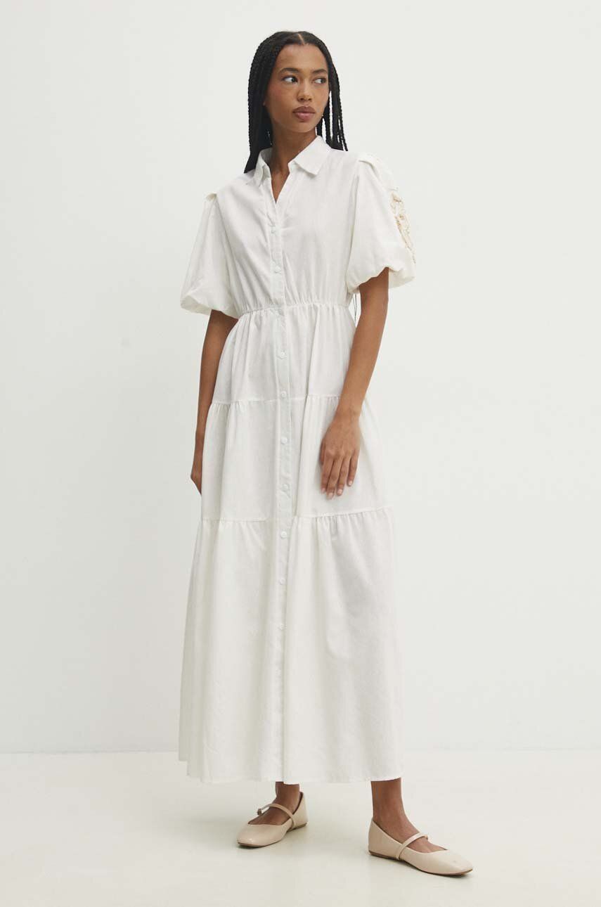 WW24-SUD0H4-00X_F1 Model Nou de rochie in bumbac culoarea alb, maxi, evazati - imagine 1