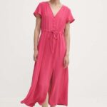 Model Nou de rochie culoarea roz, midi, drept