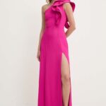 Model Nou de rochie culoarea roz, maxi, evazati