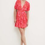 Model Nou de rochie culoarea rosu, ini, evazati