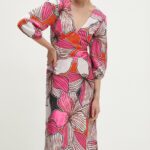 Model Nou de rochie culoarea roz, midi, evazati