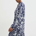 Model Nou de rochie culoarea albastru main, ini, evazati