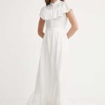 Model Nou de rochie culoarea alb, maxi, evazati