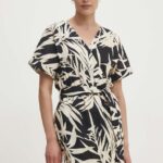 Model Nou de rochie in bumbac culoareinegru, ini, evazati