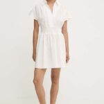 Model Nou de rochie in bumbac culoarea alb, ini, evazati