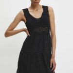 Model Nou de rochie in bumbac culoareinegru, ini, evazati