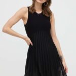 Sitin Heach rochie culoareinegru, midi, evazati