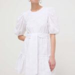Sitin Heach rochie in bumbac culoarea alb, ini, evazati